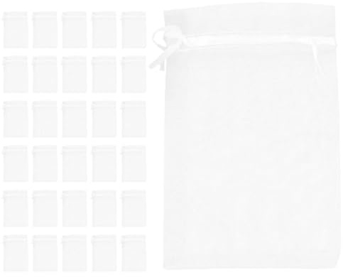 GAROZATION Kleine Organzabeutel aus Organza 50 Stück mit Kordelzug Weiße Geschenkbeutel Vielseitig Einsetzbar und Einfach zu Verwenden für und Schmuckverpackung