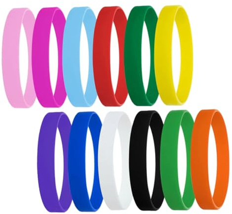 FESTFENDS Braccialetti Personalizzabili in Silicone Fluorescenti Impermeabili 12 per Feste a Tema e Festival Musicali
