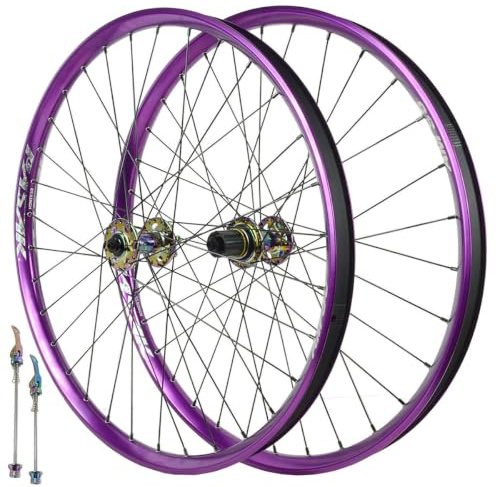 QUYCOIU 26/27,5/29 Hjulpar För AM/mountainbike Nav Med Snabbkoppling 9×100/10×135Mm 2 Lager Fram 4 Lager Bak Fälgbredd 35Mm Hjul För Skivbromsar För 7/8/9/10/11/12-växlad Kassett(Purple-a,26in)