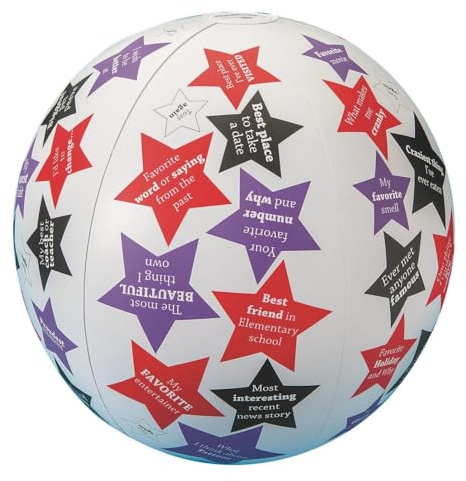 S&S Worldwide Toss 'n Talk-About Great Openers Ball, Ice Breaker Game. Beach Ball Style Ball, 16 Inflated Dia. Includes Activity Guide.