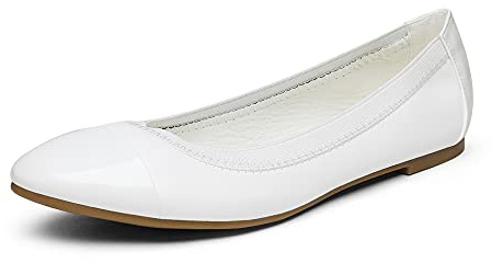 DREAM PAIRS Women's Sole-Flex White Ballerina Walking Flats Shoes Size 11 US/ 9 UK