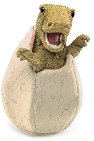 Folkmanis 3134 Dinosaur Egg Hand Puppet, One Size, Green, Tan, Brown