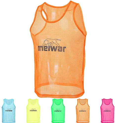meiwar Leibchen - 10er Set Trainingsleibchen I Markierungshemd für Sport, Fussball, Handball in orange, blau, gelb, grün und pink I für Herren, Kinder, Damen