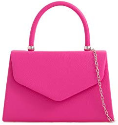 LeahWard Women's Faux Leather Clutch Bag,Top Handle Wedding Handbags (Fuchsia)