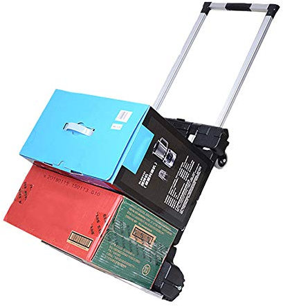 LZQpearl Faltbarer Handwagen Aluminium, 100 Kg Tragend, Hochleistungs-Klappgepäckwagen Mit Dehnbarer Erweiterungsbasis, Für Gepäck/Privat/Reise/Auto/Umzug/Büro (Large)