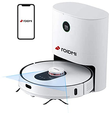 ROIDMI Aspirador Robot Lavador, Robot Aspirador 3 en 1, acumulación automática de Polvo, sin Limpieza, desodorización, 250 Minutos de autonomía, Control vía aplicación, Alexa &Assistant Google