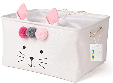 OYHOMO Aufbewahrungskorb Faltbare Aufbewahrungsbox Stoff Kinderzimmer Dekokorb Groß Rechteckiger Regalkorb für Spielzeug, Kleidung, Baby Kinder - Weiß