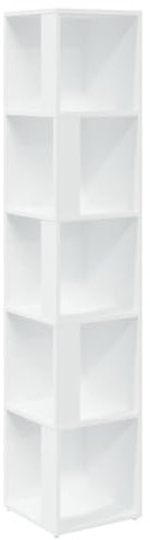 vidaXL Eckregal 5 Fächer Standregal Bücherregal Wandregal Raumteiler Regal Büroregal Dekoregal Aufbewahrung Weiß 33x33x164,5cm Holzwerkstoff