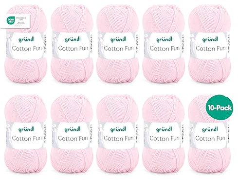 Gründl Cotton Fun stickgarn/virkgarn (mjukt garn av 100% bomull, OEKO-TEX certifierad, 50 g/115 m, nåltjocklek: 3–4, 10 nystan á 50 g), orkidé