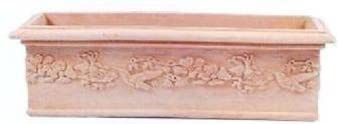 Generico Fioriera da Davanzale in Terracotta Fatta a Mano, Lunghezza 40 cm, Altezza 13 cm, Profondità 15 cm, Cassetta Vaso in Cotto Naturale