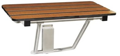 Seachrome 28-inch x 15-inch in ADA Folding Wall Mount Bathroom Shower Seat Bench, Teak Phenolic Seat