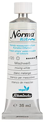 Schmincke - NORMA® Blue, 21120009, feinste wasservermalbare Künstler-Ölfarben, höchstpigmentiert, lichtecht, vegan, Mischweiß - 35 ml
