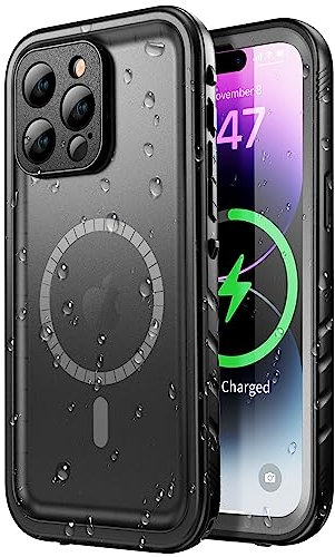 SPORTLINK für iPhone 14 Pro Max Wasserdicht Hülle - 360 Grad Outdoor Schutzhülle kameraschutz Displayschutz[ mit MagSafe][IP68 Waterproof] [6FT Stoßfeste Hard Case ]Magnetisch handyhülle Schwarz 6,7