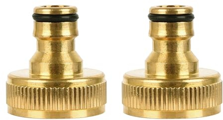 2PCS Female Thread Tap Connector, 31mm Female Thread, Hose Pipe Connector, Brass Internal Adaptor, Nipple Hose Connector for Car Wash Garden Irrigation