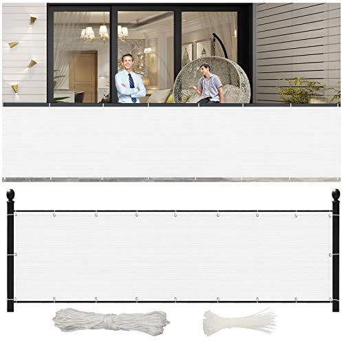 NINGBAI Brise-Vue Balcon Clôture 65 x 400 cm Toile De Balcon, Ecran De Protection, Habillage De Balcon Protection Contre Le Vent, Les Intempéries pour Balcon et Clôture Porches, Blanc