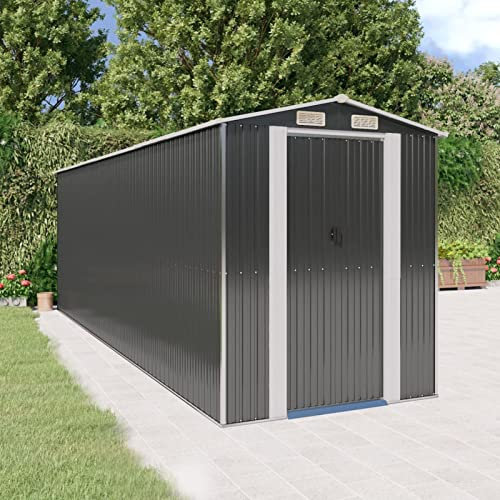 Camerina Geräteschuppen Anthrazit 192x606x223 cm Verzinkter Stahl GeräTehäUser Fahrradgarage