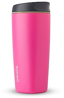 Owala SmoothSip Insulated Stainless Steel Coffee Tumbler, Reusable Iced Coffee Cup, Hot Coffee Travel Mug, BPA Free, 20 oz, Pink (Watermelon Breeze)