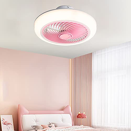 SEYFI Ventilador de Techo con Luz Y Control Remoto Silencioso 3 Velocidades Led Led Dimbable Luz de Techo de Ventilador con Temporizador Sala de Estar Moderna Luz de Ventilador de Techo Tranquilo/Rosa