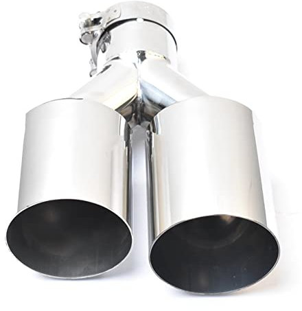 WEHOMY Auto Universal Doppelrohr Edelstahl Endrohr Schalldämpfer Endrohr Auspuffblenden (Size : 54-76mm)