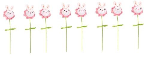 Toyvian 8stücke Gestrickte Künstliche Hasenblumen Mit Stiel Häkelhasen Puppe Und Handgefertigtes Blumenbouquet Für Dekoration Und