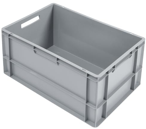 METRO Professional Bac gerbable norme Euro, PP, 60 x 40 x 32 cm, 60 L, 25 kg, empilable, avec poignée, gris