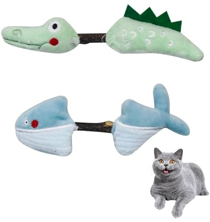 Andiker Silvervine Chew Sticks, 2PCS Cat Catnip Sticks with Silvervine Sticks for Indoor Cats, Natural Molar Stick Cat Toy for Indoor Adult Cat and Kitten Teeth Cleaning Chewing (Green+Blue)