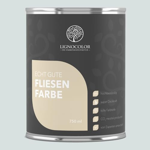 Lignocolor Fliesenfarbe matt | hochbeständige Farbe für Wand- & Bodenfliesen (Light Blue matt, 750 ml) | hochdeckend für den Innenbereich