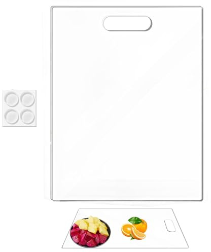 Tabla de cortar acrílica – Tabla de cortar antideslizante | Tabla de cortar transparente antideslizante para encimera, utensilios de cocina multiusos con asa para cocina