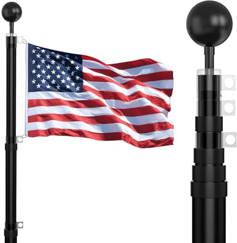 Panta 20FT Telescoping Flag Pole Kit, Extra Thick Heavy Duty 14 Gauge Telescopic Flagpole Fly 2 Flags, Outdoor Aluminum Inground Flag Poles with 3x5 American Flag for Residential,Yard or Commercial