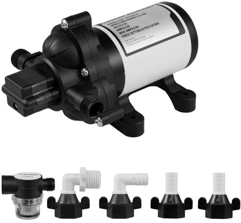 Water Pump, wowspeed DC 12V Water Pump Ultra Quiet, 12.5L/GPM, 50psi, Electric Reciprocating Water Pumps Small Self-Priming Suction Pumps, Dry Burning Protection for Caravan RV Camper Marine Boat