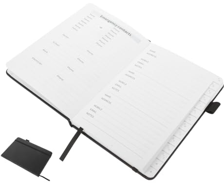 OFFSCH Notizblock Klein aus Pu und Papier mit Alphabet Register für Notizen und Memo für Heimgebrauch oder Klassenzimmer