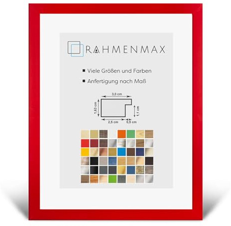 RahmenMax PuzzelMax Puzzlerahmen Bilderrahmen Posterrahmen 60x80 cm Rot Tomatenrot 80x60 cm mit klarem Kunstglas