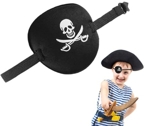 Cosplay Eye Patch Black Out Piraten Augenbinde Tragbare Augenpatch, Bequem zu bedienen, Skelett Augenbinde für Weihnachten, Rollenspiel, Halloween, Cosplay