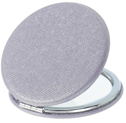 sourcing map Kleiner Taschenspiegel für Geldbörse, runde Vergrößerung, faltbar, silberfarben, Make-up-Handspiegel, Taschenspiegel für Damen, Geldbörse, Reisen, Mädchen, Geschenk (lila, 7,5 cm)