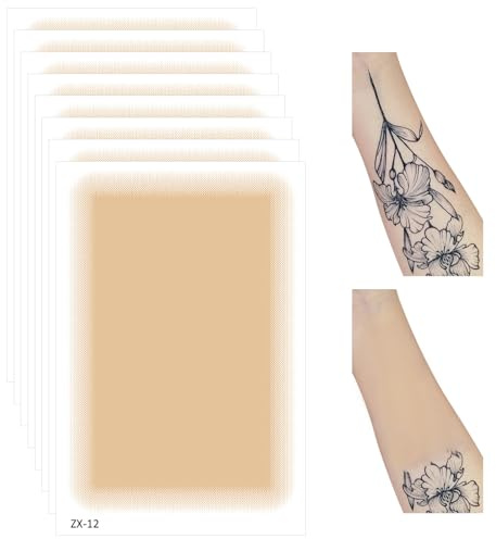 Prreal 8 pièces Patch de couverture de tatouage, aspect naturel, couvre les tatouages et les cicatrices, patch de tatouage, imperméable, autocollant de maquillage correcteur invisible pour le corps