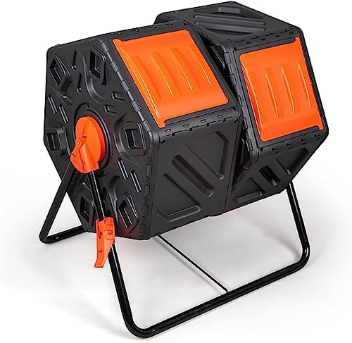 Cubo giratorio de compostaje para exteriores, compostador para reciclaje eficiente y compacto de residuos de jardín