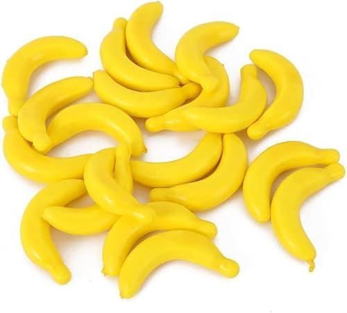 20 Pcs Yellow Mini Fake Banana Fruit, Artificial Banana Props, Plastic Foam Vegetables Fruit as Home Party Ornament Craft Props Gift,Simulation Fruit Props for Photography Blenders and Sponges 3-6CM
