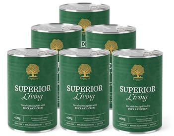 Essential Superior Living 6X 400g | Nassfutter für Hunde mit Ente & Huhn | getreidefrei hundefutter mit hohem fleischanteil | Nach dem BOF-Prinzip & nährstoffreich