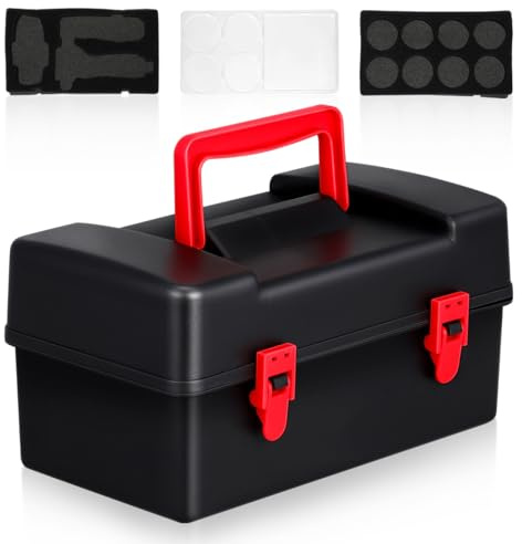BESPORTBLE Scatola portaoggetti portatile in plastica con coperchio per la parte superiore della battaglia, con manico, scomparti segmentati per accessori, leggera, per viaggi e date di gioco