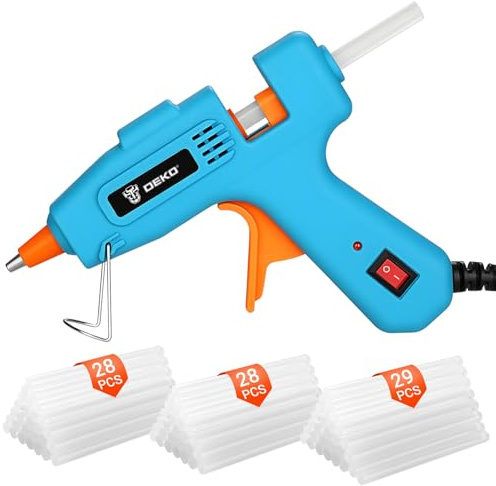 Mini Hot Glue Gun Kit 50W: DEKO Hot Glue Gun for Crafting with 85pcs 7mm*120mm Glue Sticks for School Kids Craft Hobby DIY Arts Card Sealing Glass Fabric Metal Wood Plastic Home Repairs,Peacock Blue