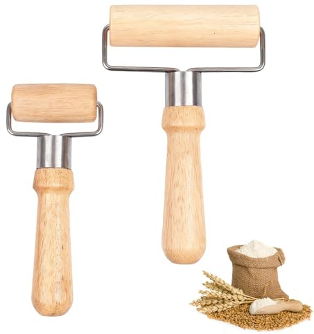 2 Pièces Rouleau a Patisserie en Bois - Rouleau Patisserie Compact économise D'espace pour Tiroir de Cuisine - Deux Tailles pour Pizza Biscuits - Poignée Lisse Antiadhésif
