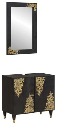 vidaXL Set di Armadi da Bagno 2 pz Nero 62 x 33 x 58 cm