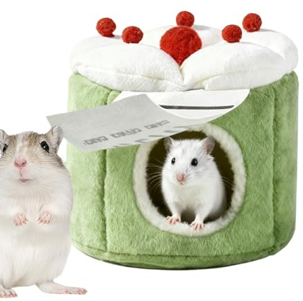 Hamsterhus – varm tuggsäker burgrotta med tygetikett, litet hamsterhus vinter, för chinchilla iller kanin husdjur små djur ekorre