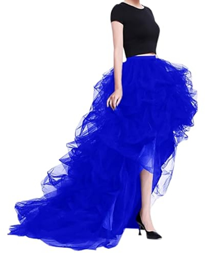 Gonne in Tulle Irregolare,Minigonna Donna Gonna A Palloncino Elastica Casual A Vita Alta da Donna (Blue, L)