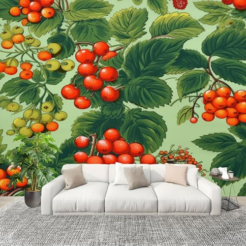 Générique Grande taille Papier Peint de Photo 300x210 cm ThèMe RéTro Et Baies Peler Et Coller Papier Peint Panoramique intissé Murale Vert Pour Salon Chambre Enfant Chambre Décoration