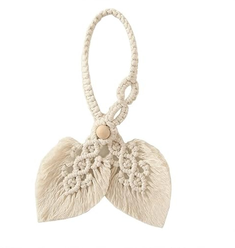 ZTUVWYACD Fermacurtaini Holdbacks, Fermatenda for Tende in Corda di Cotone macramè con opzioni Foglie e Nappe 65 cm 70(6ee104722-1)