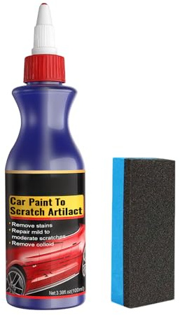 Quita Arañazos Coche con Esponja, Reparador Rayones Auto 100 ml, Abrillantador Vehículo para Micro Marcas y Restaurador Pintura, Uso Diario(C)