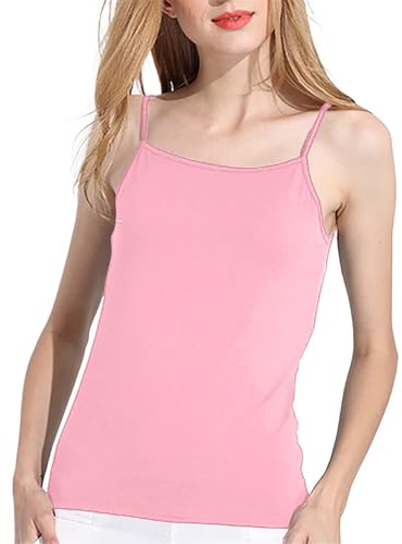 Dam Tank Top Slimmade Hängslen - Elegant Toppar För Kvinnor Ceremoni Tank Axelbandslinne Smal Smal Öppen Lätt Andningsaktiv Kurvig Passform Sommar Toppar Solid Mångsidig Basic Casual Toppar, Rosa, 3XL