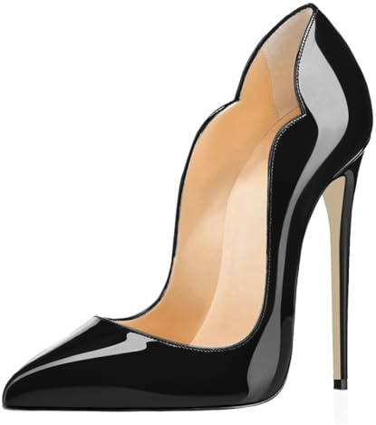 EDEFS Scarpe Donna con Tacco Alto con Tacco a Spillo 12 cm Punta Aperta Classica Pelle Lucida Eleganti per Matrimoni, Galà, Appuntamenti e Feste