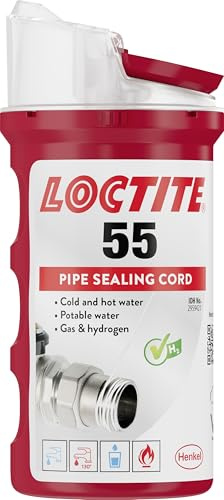 LOCTITE 55, Gewindedichtfaden für schnelle Dichtung, Gewindedichtung für Rohrgewinde und Anschlussstücke, für Gewinde aus Metall und Kunststoff, 1x160m